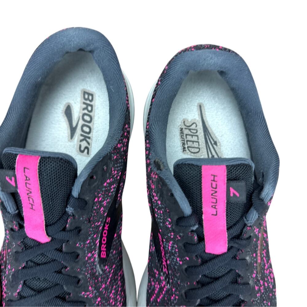 Brooks Launch 7 Women 9.5 Running Shoes Black Pink Mesh Knit 1203221B083 - Picture 7 of 10